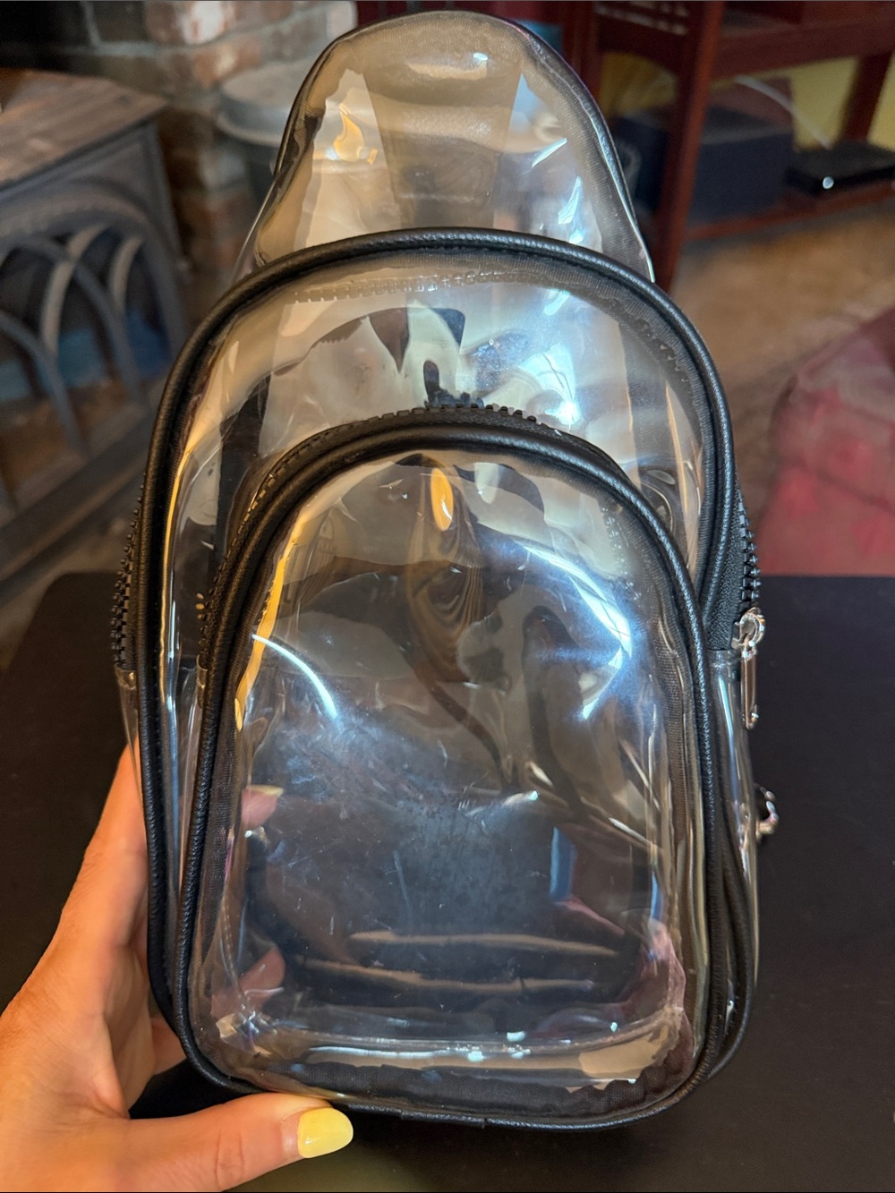 Clear PVC Black-Trim Crossbody Bag